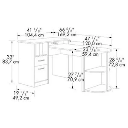 Desk With Return and Open Storage